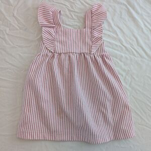 Zara Pink and White Striped Dress with Ruffle Sleeves